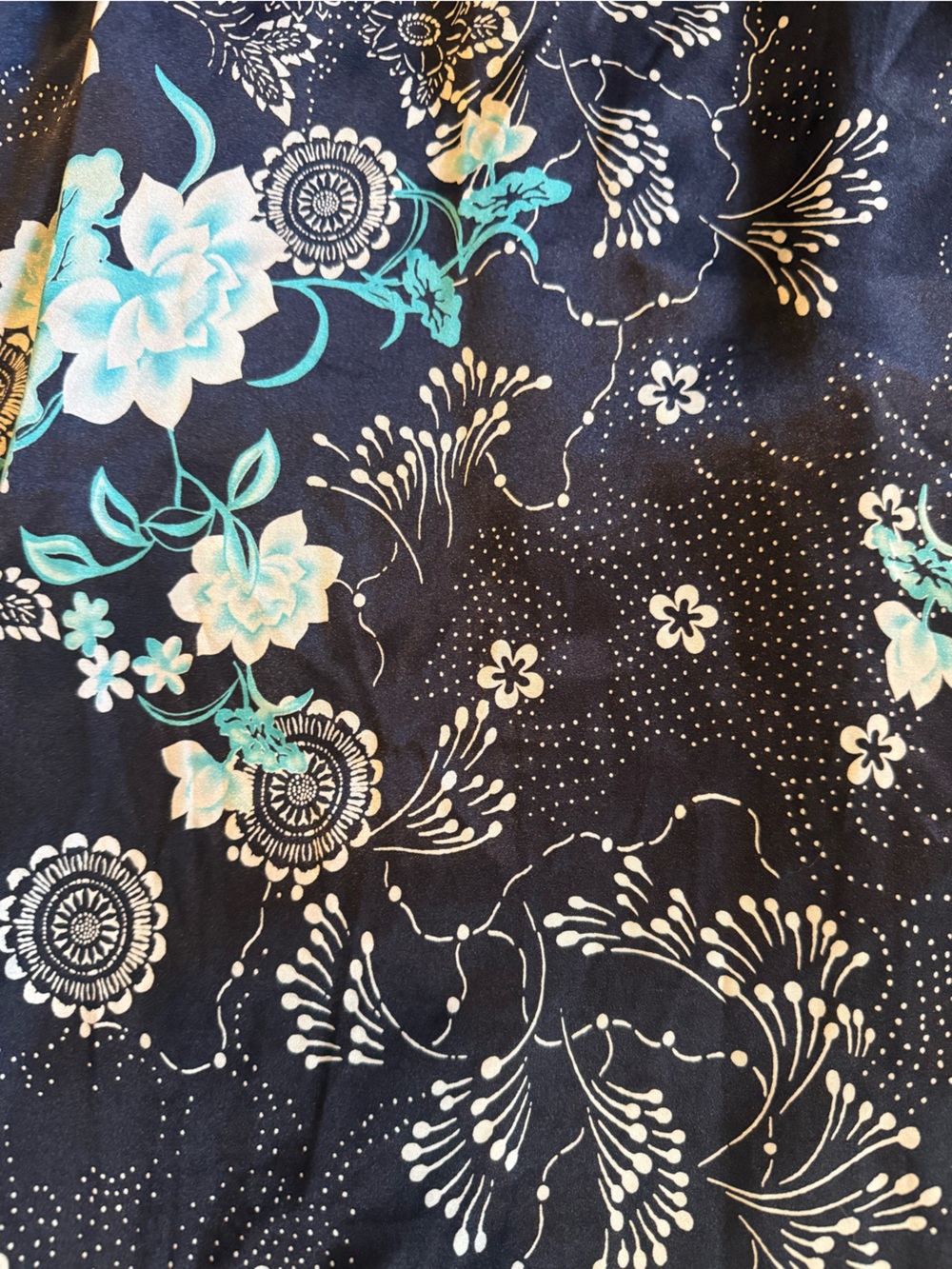 VTG Sensara floral teal belted long ruffle sleeve robe - Picture 10 of 10